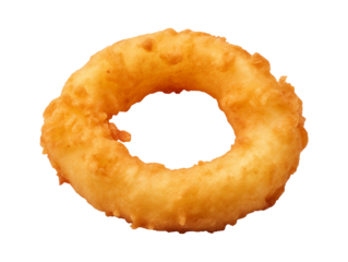 Fried onion ring isolated on transparent or white background, png