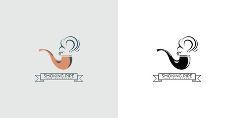 Simple smoking pipe logo design with unique concept| premium vector