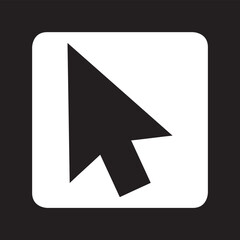 Cursor icon vector. Click arrow logo design. Pointer vector icon illustration in square isolated on black background