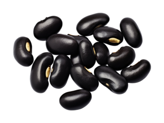 Pile of black beans isolated on transparent or white background, png