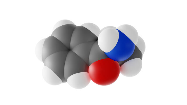cathinone molecule, benzoylethanamine molecular structure, isolated 3d model van der Waals
