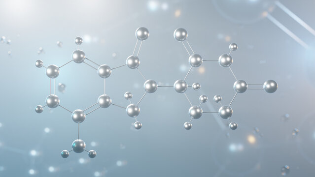 lenalidomide molecular structure, 3d model molecule, immunomodulatory agents, structural chemical formula view from a microscope