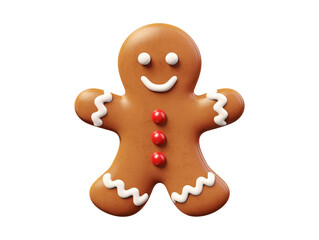 Gingerbread man Christmas decoration isolated on transparent or white background, png