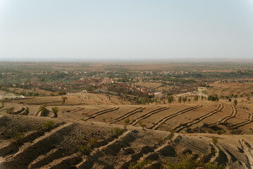View of traditional small moroccan rural village of Amizmiz in the countryside of Morocco's Atlas...