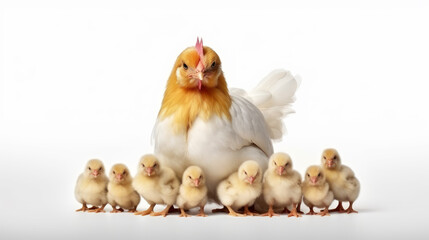Chicken with newborn chicks