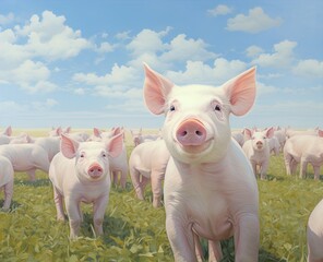 Pigs on an open farm. Great for stories on sustainable agriculture, farming, animal husbandry, food supply, rural living and more. 