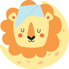 Lion Sleeping On Moon