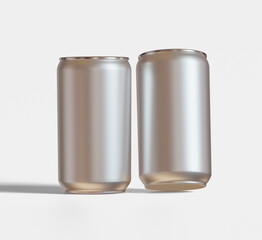 Soda can metalic texture and shiny with a realistic glossy or highlight rendering with 3D software illustration