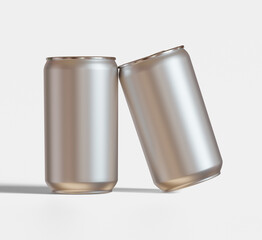 Soda can metalic texture and shiny with a realistic glossy or highlight rendering with 3D software illustration