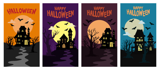 Collection of halloween party card set template