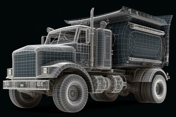 a wireframe representation of a dump truck. Generative AI