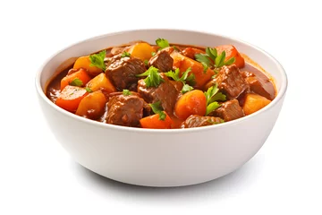 Poster bowl of beef and vegetable stew isolated on white © sam