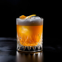 Penicillin cocktail glass on black background