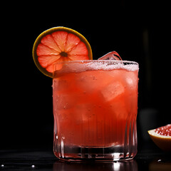 Paloma cocktail glass on black background