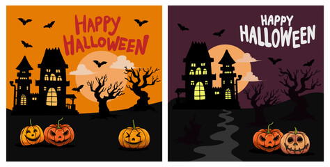 Collection of halloween party card set template