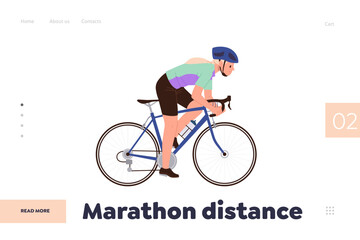 Landing page design template for online service providing sportive marathon distance overcoming