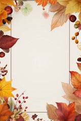 Light empty flyer with autumn leaves frame design. AI generated