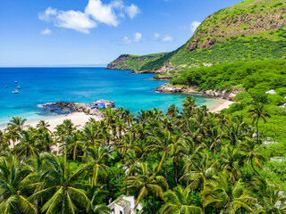 Tarrafal Beach - Cape Verde Aerial View. Santiago Island Landscape of Tarrafal - popular tourist...