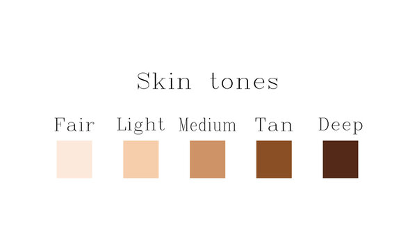 Set of human skin tones. Complexion color palette. Vector isolated on white background.