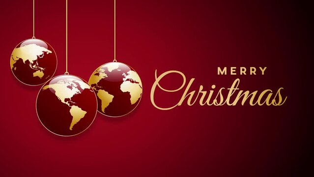 Christmas in the world, animated illustration for postcard or greeting.