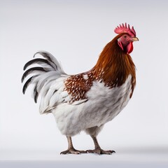 Fototapeta premium A white rooster. Great for articles on chicken , poultry, farming, cooking, food supply, agriculture, entrepreneurship and more. 