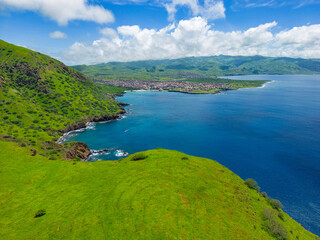 Tarrafal - Cape Verde Aerial View. Mountainous Green Santiago Island Landscape near Tarrafal. The Republic of Cape Verde is an island country in the Atlantic Ocean. Africa.