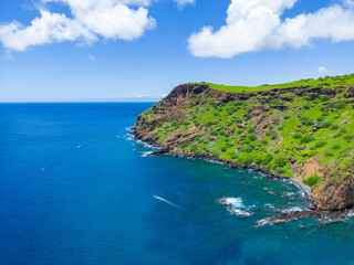 Tarrafal - Cape Verde Aerial View. Mountainous Green Santiago Island Landscape near Tarrafal. The...