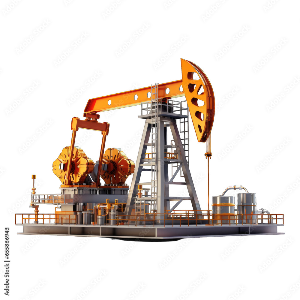 Wall mural oil pump jack. transparent background or png file. generated by ai