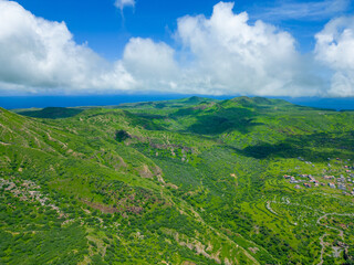 Tarrafal - Cape Verde Aerial View. Mountainous Green Santiago Island Landscape near Tarrafal. The...