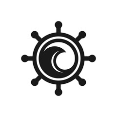 wave inside ship wheel logo icon