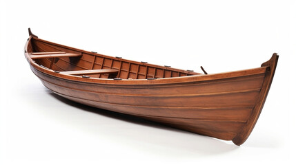 wooden boat real realistic whole body white background - Boat product view