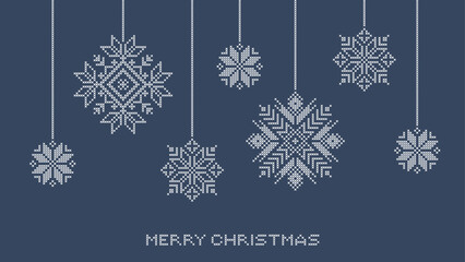 Folk art snowlakes cross stitch borders christmas holidays embroidery design