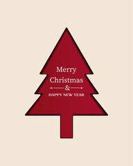 Postcard for Christmas and New Year 2024. Modern vector illustration on pink background with Christmas tree concepts for graphic and web design, social media banner, marketing materials.