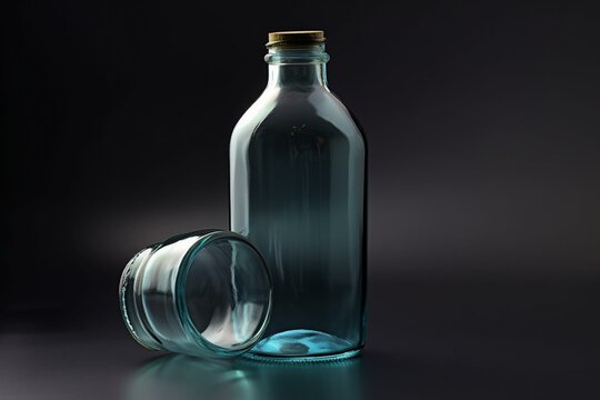 glass container with bottle. Generative AI