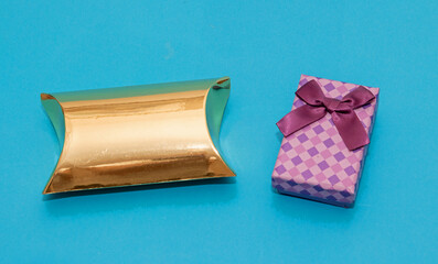 Gold and purple gift boxes