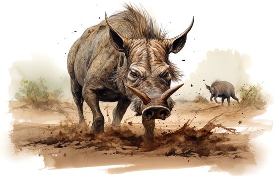A fierce warthog in the desert. Great for stories about safaris, the wilderness, adventure, travel, photography, wildlife and more. 