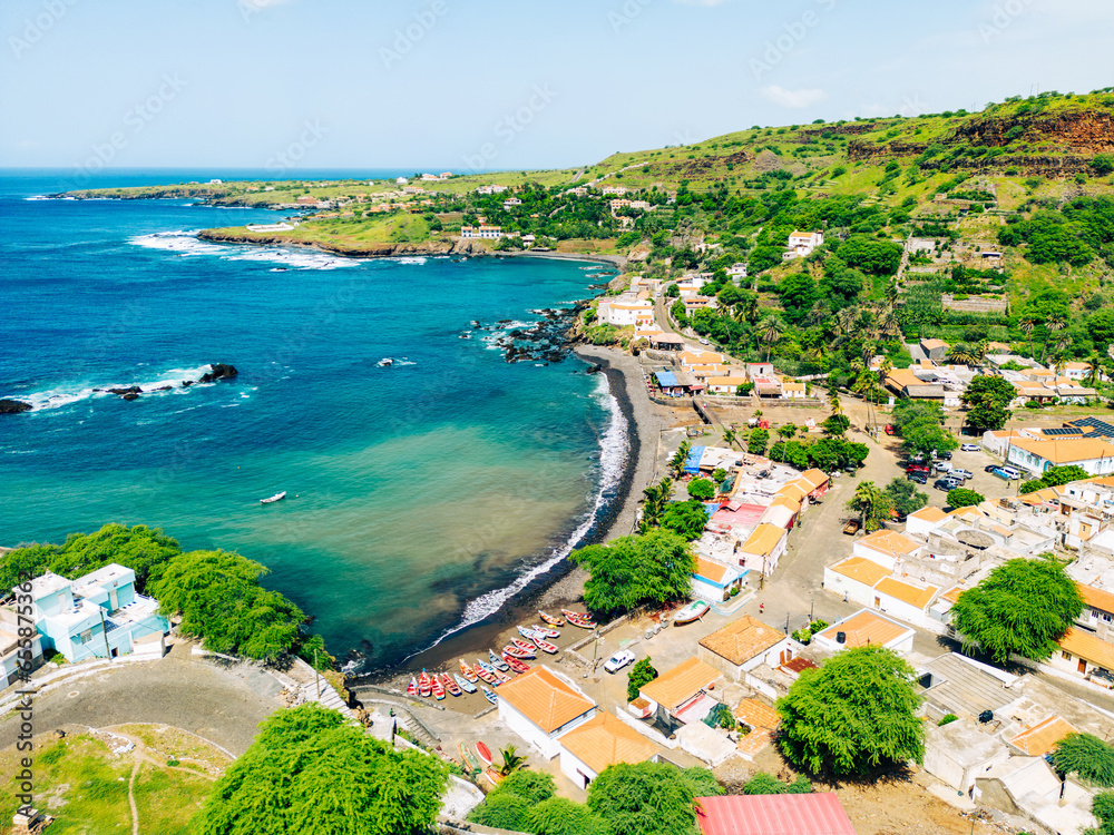 Canvas Prints Cidade Velha Aerial View. The oldest city in the Republic of Cape Verde. Santiago Island Landscape. The Republic of Cape Verde is an island country in the Atlantic Ocean. Africa.