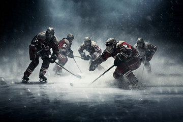 Fototapeta premium Team of hockey players playing hockey