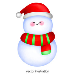 Snowman cute ,vector illustration with isolate white background