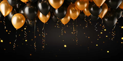 Fotobehang background black and gold balloons, luxury, elegance, party, fun © RemsH