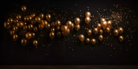 Fotobehang background black and gold balloons, luxury, elegance, party, fun © RemsH