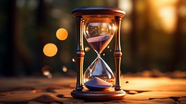 concept of an hour glass with time passing over money