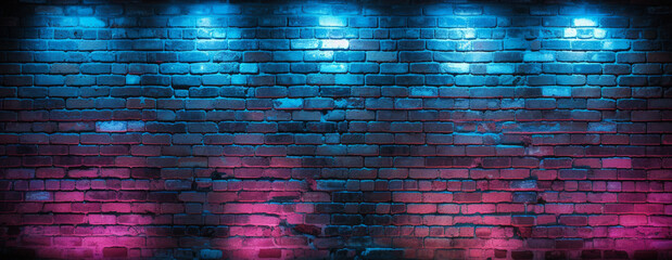 Empty scene background. Old brick wall, wooden floor. Spotlight in the dark, smoke - obrazy, fototapety, plakaty