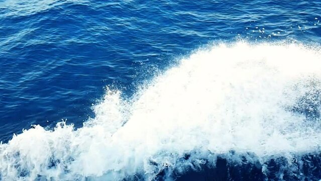 top of the view of blue sea wave movement from the boat, concept of turist travel holiday shot