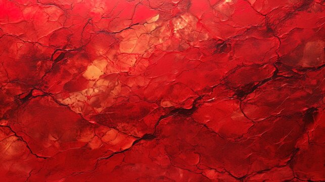 Abstract red and black background resembling cracked wall paint, generated by AI