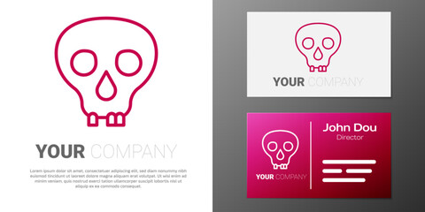 Logotype line Skull icon isolated on white background. Happy Halloween party. Logo design template element. Vector