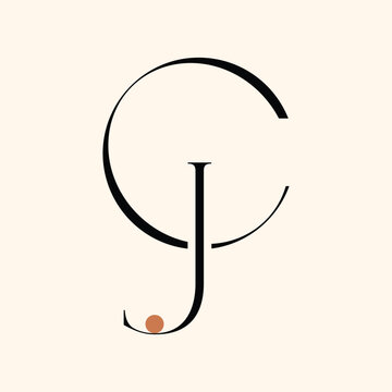 CJ letter logo design on luxury background