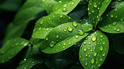 water drops on green leaf
