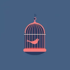 Fotobehang bird in cage 2d icon © DenisIgnatenco