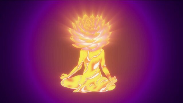 looped 3d animation. symbolic image of the opening of the sahasrara. an endless flower where every petal is a slice of reality. 